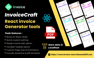 Nástroje pro generátor faktur React InvoiceCraft