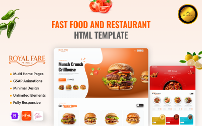 Royal Fare Elegant Restaurant HTML-websitesjabloon Beste voor fastfood- en fine dining-restaurants