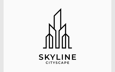 Skyline Rascacielos Ciudad Logotipo Lineal