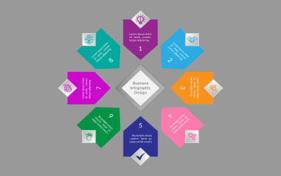 Eps vettoriali Progettazione di elementi infografici aziendali in 8 fasi eps vettoriali.