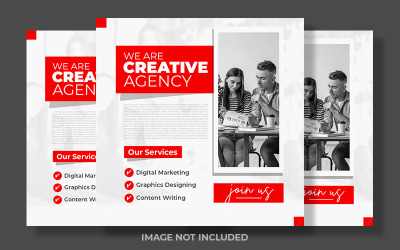 Minimaal creatief bureau Rode en witte sociale mediapost