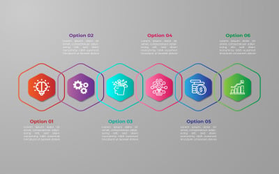 Plantilla de diseño infográfico vectorial de seis opciones de estilo polígono.