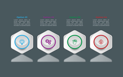 Polygon stil 4 alternativ statistik vektor infographic.