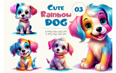 Simpatici cani arcobaleno 03. Adesivo per maglietta.