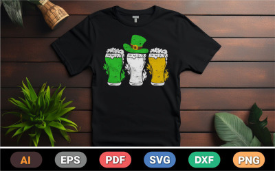 Diseño del Día de San Patricio con una jarra de cerveza y una gorra, archivo digital SVG
