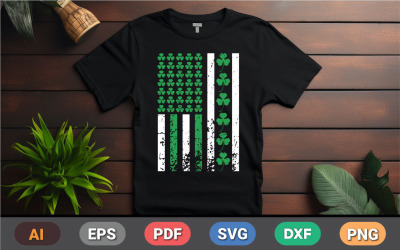 Irish Patricks Day Flower Flag T-shirt, Ireland Pride Tee, Shamrock grafisk tröja