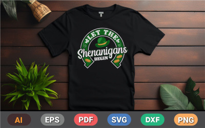 Låt Shenanigans börja skjorta, rolig St. Patrick&amp;#39;s Day Tee, Party Grafisk Tee
