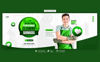 Modelo de capa de banner de mídia social para serviço de limpeza