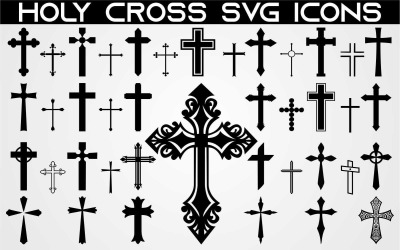 Heilige Kruis SVG Icons - Set van 40 religieuze symbool vectorafbeeldingen