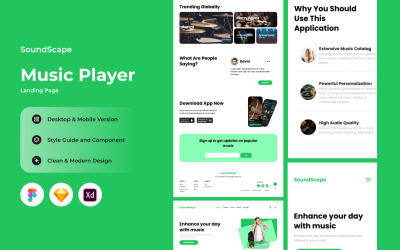 SoundScape – цільова сторінка музичного плеєра V1