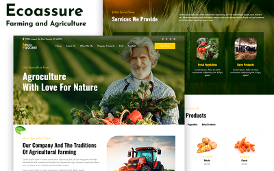 Ecoassure - Pagina di destinazione HTML5 per agricoltura ecologica e agricoltura