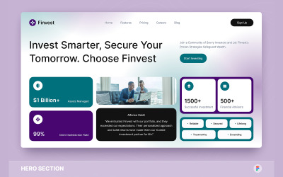 Finvest – шаблон розділу Figma Hero інвестицій