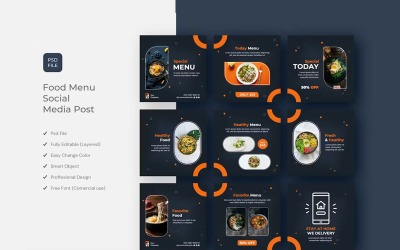 Pacchetto post sui social media alimentari