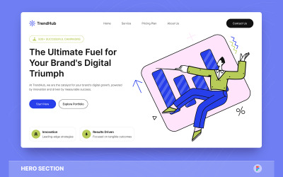 TrendHub - Digital Marketing Agency Hero Section Figma Template