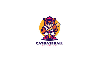 Logo del fumetto della mascotte del baseball del gatto