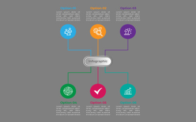 Okrąg kształtuje wektorowy projekt infograficzny z 6 krokami.