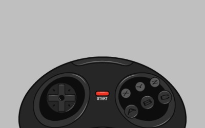 Retro černý joystickový ovladač gamepad