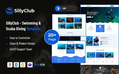 SillyClub – 游泳和水肺潜水 HTML5 模板