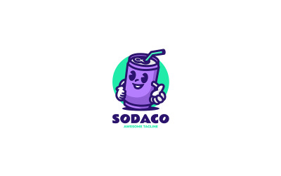 Soda maskot tecknad logotypdesign
