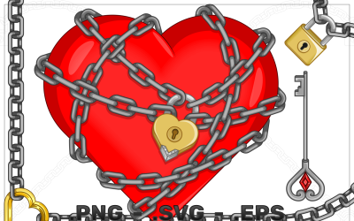 Vector Design Of Heart With Chains And Padlock