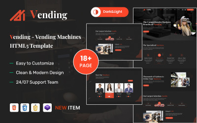 Vendin – šablona webových stránek Bootstrap HTML5 s prodejními automaty a občerstvením