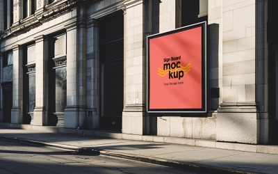 Sign Board Mockup on Building Wall 13