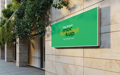 Sign Board Mockup on Building Wall 15