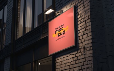 Sign Board Mockup on Building Wall 17