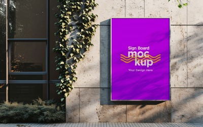 Sign Board Mockup on Building Wall 18