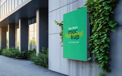 Sign Board Mockup on Building Wall 19