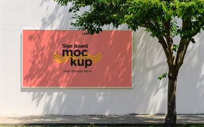 Sign Board Mockup on Building Wall 21