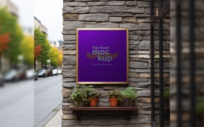 Sign Board Mockup on Building Wall 22