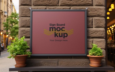 Sign Board Mockup on Building Wall 26