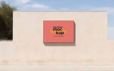 Sign Board Mockup on Building Wall 43