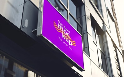 Sign Board Mockup on Building Wall 44