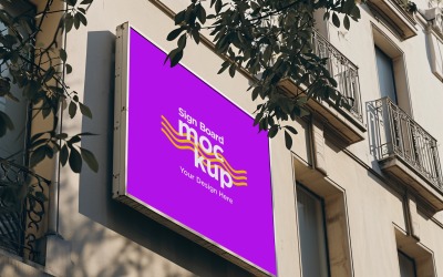 Sign Board Mockup on Building Wall 46
