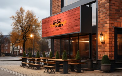 Sign Board Mockup on Building Wall 48