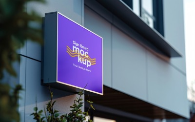 Sign Board Mockup on Building Wall 51