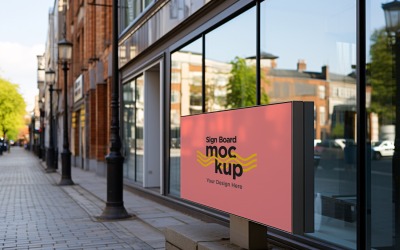 Sign Board Mockup on Building Wall 52
