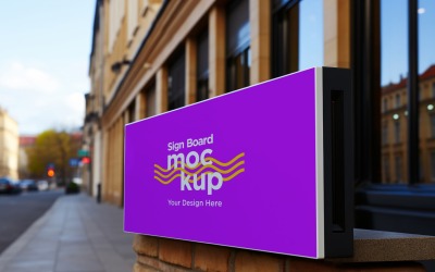 Sign Board Mockup on Building Wall 53