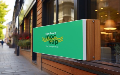 Sign Board Mockup on Building Wall 54