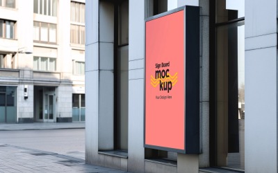 Sign Board Mockup on Building Wall 56