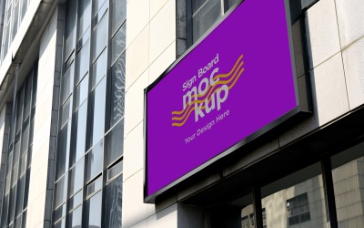Sign Board Mockup on Building Wall 57