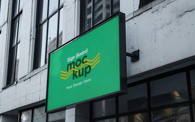 Sign Board Mockup on Building Wall 58