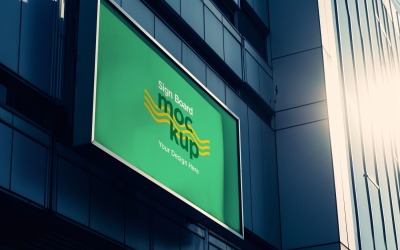 Signage Mockup on Building Wall 02