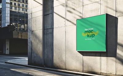 Signage Mockup on Building Wall 08