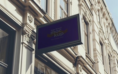 Wall Mounted Sign on Building Mockup