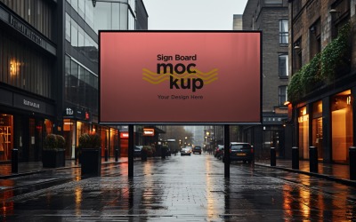 Roadside Billboard Sign Mockup Outdoor Signage Template 04