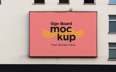 Sign Board Mockup on Building Wall 60