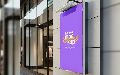 Sign Board Mockup on Building Wall 63